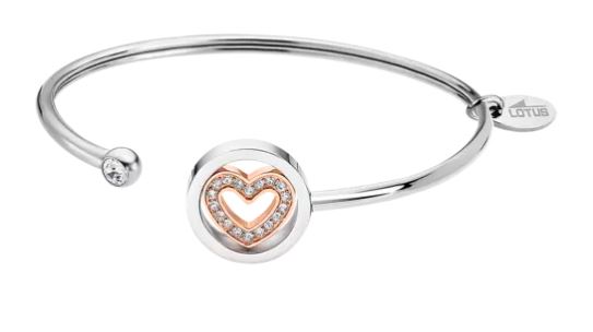 Bracciale donna rigido Lotus style con cuore rosè ls2182-2/2