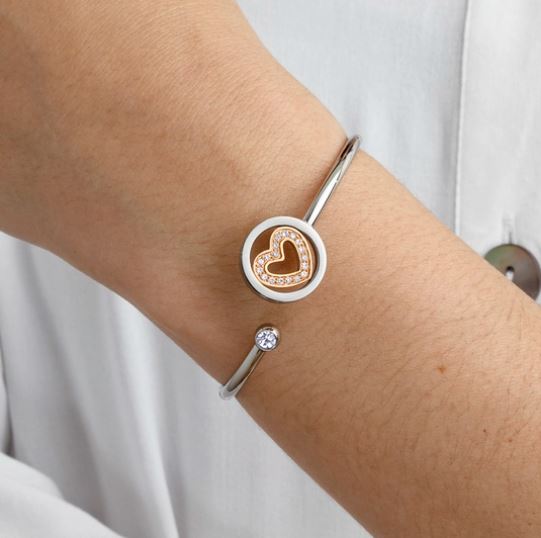 Bracciale donna rigido Lotus style con cuore rosè ls2182-2/2