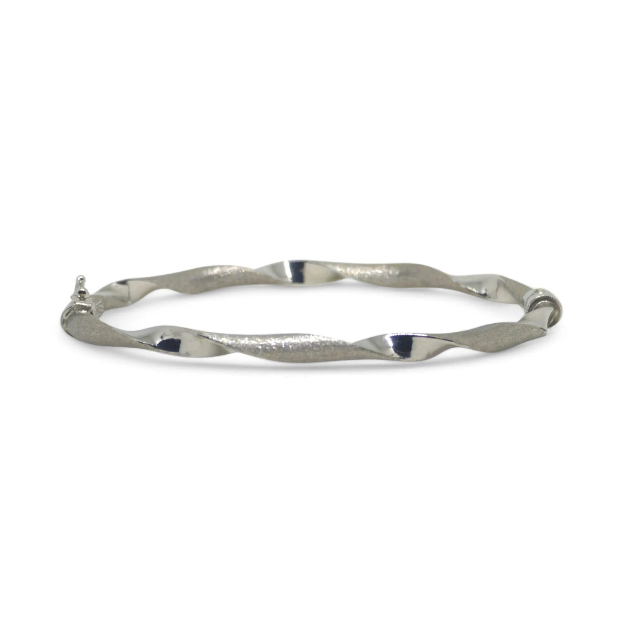 Bracciale donna rigido ondulato elegante in oro bianco 750