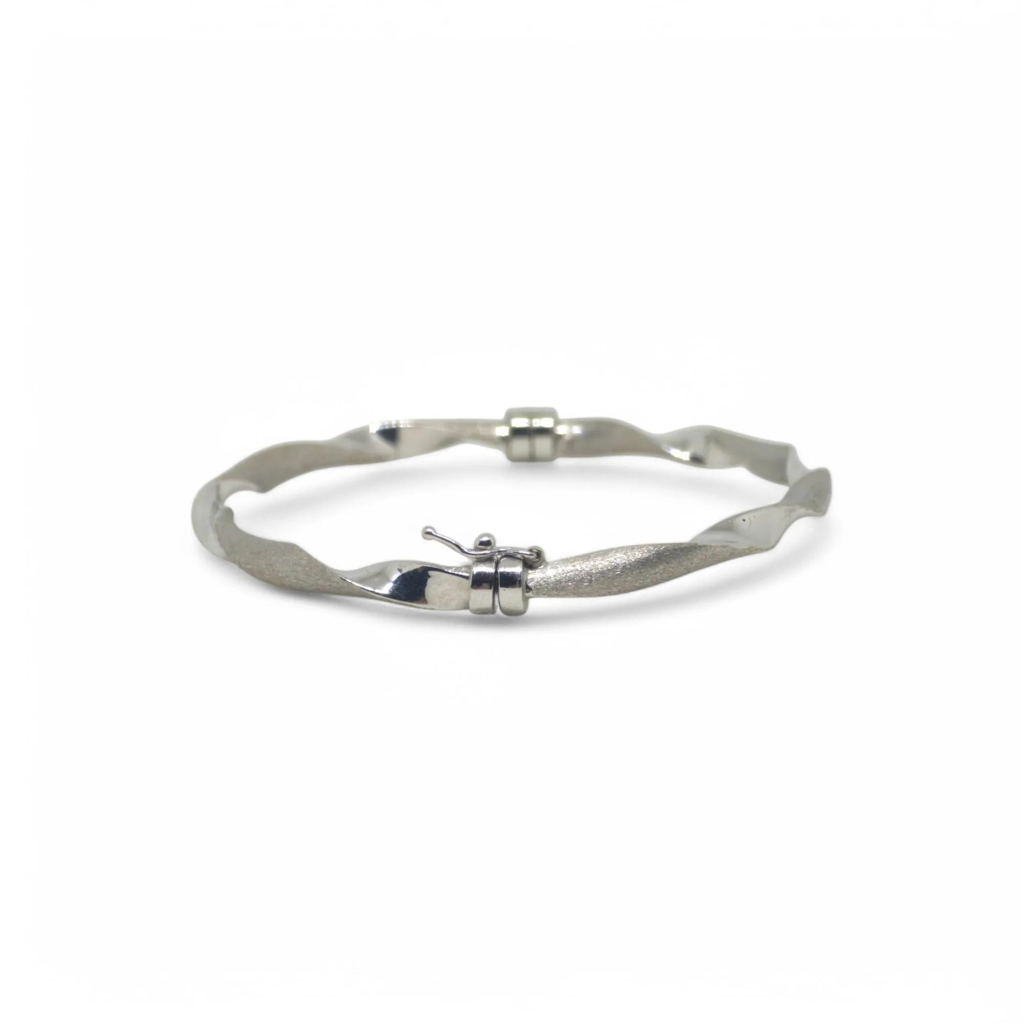 Bracciale donna rigido ondulato elegante in oro bianco 750