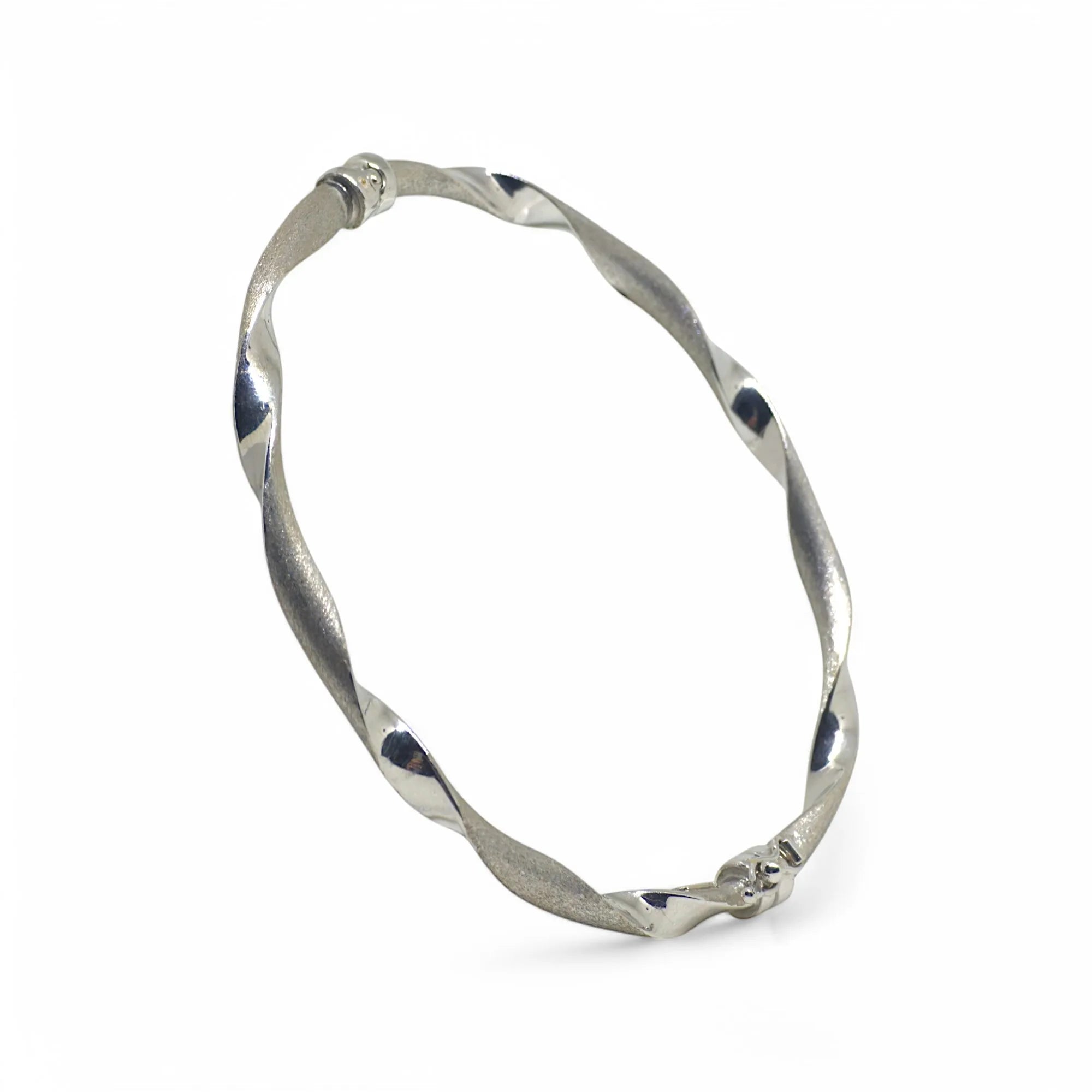 Bracciale donna rigido ondulato elegante in oro bianco 750