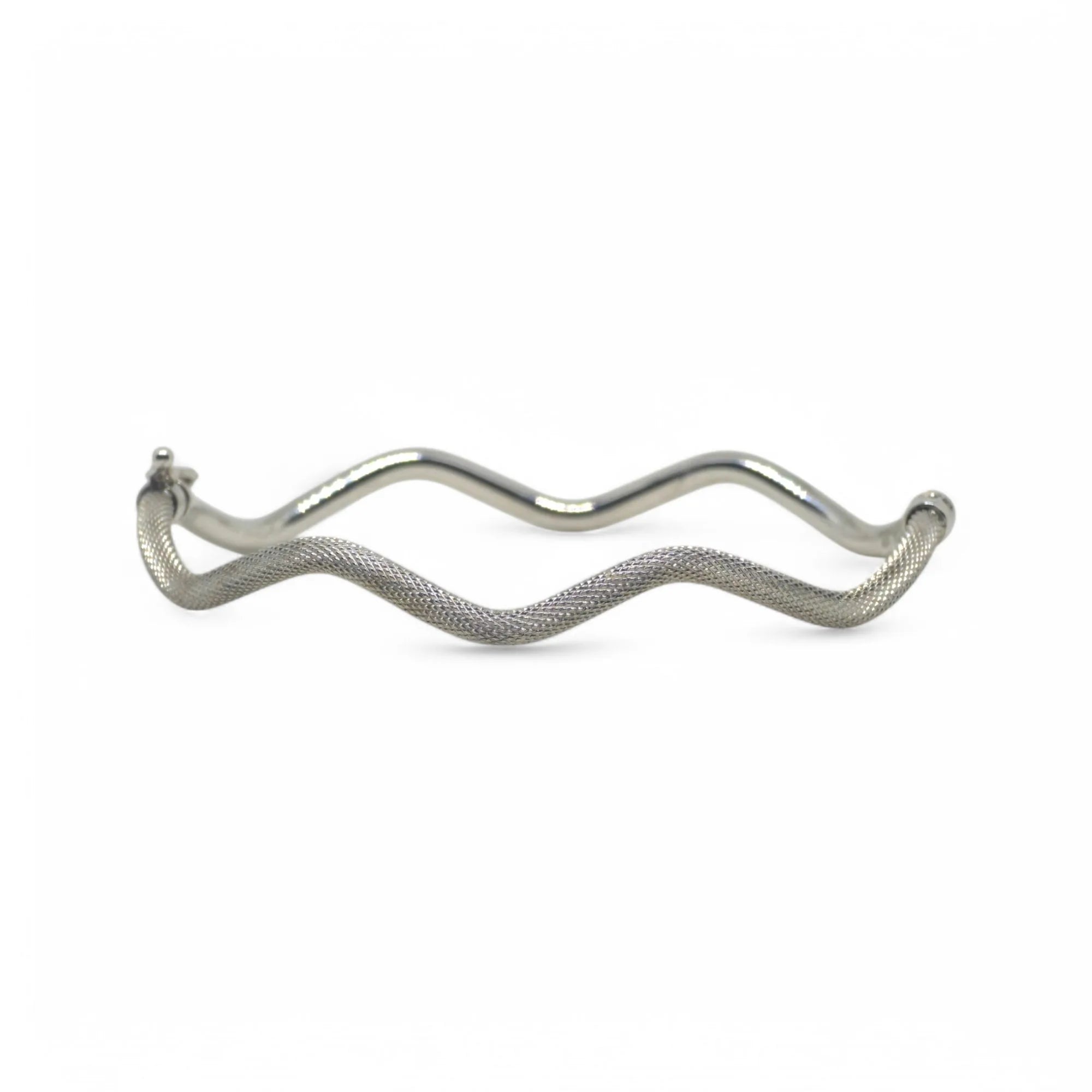 Bracciale donna rigido ondulato in oro bianco 18 kt