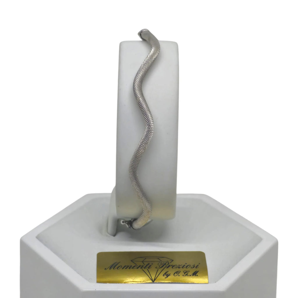 Bracciale donna rigido ondulato in oro bianco 18 kt