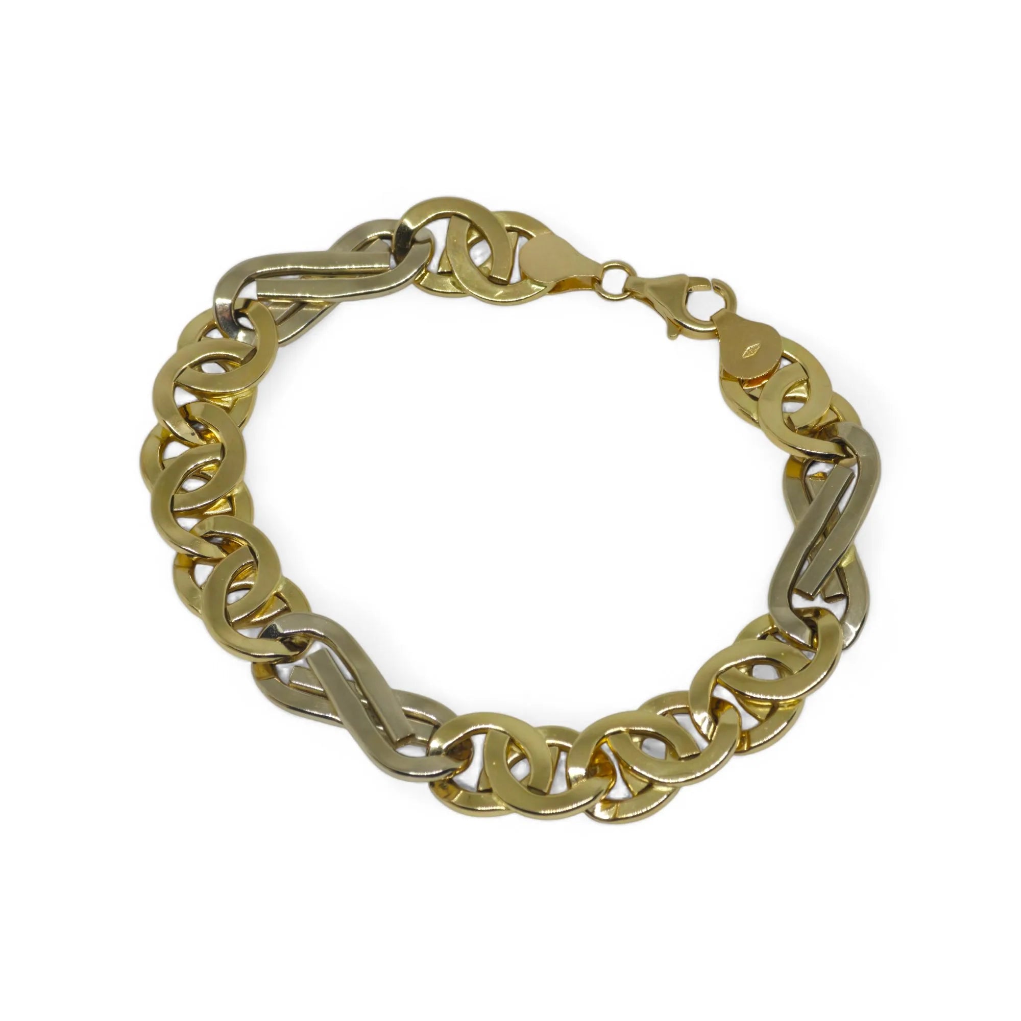 Bracciale donna stile moderno elegante bicolore in oro 18kt