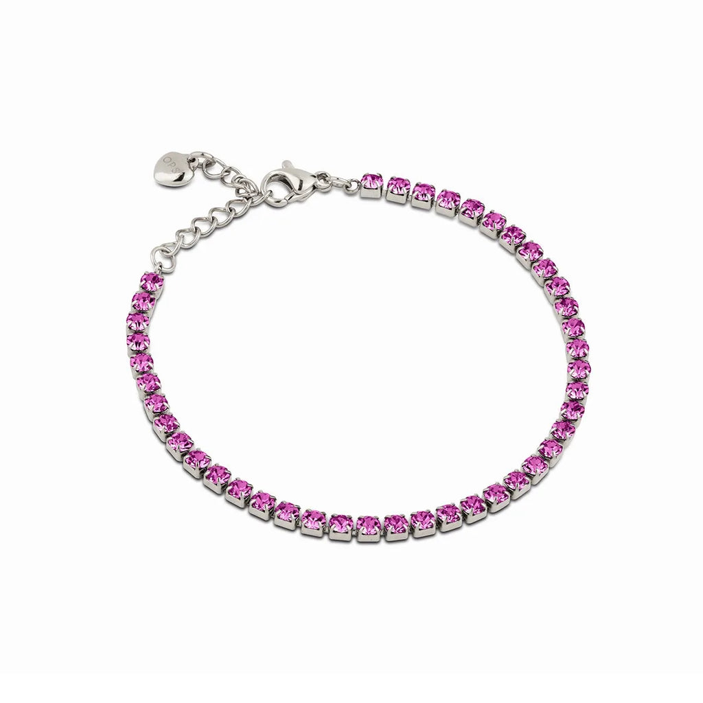 Bracciale donna tennis Ops in acciaio e zirconi fucsia opsbr-899