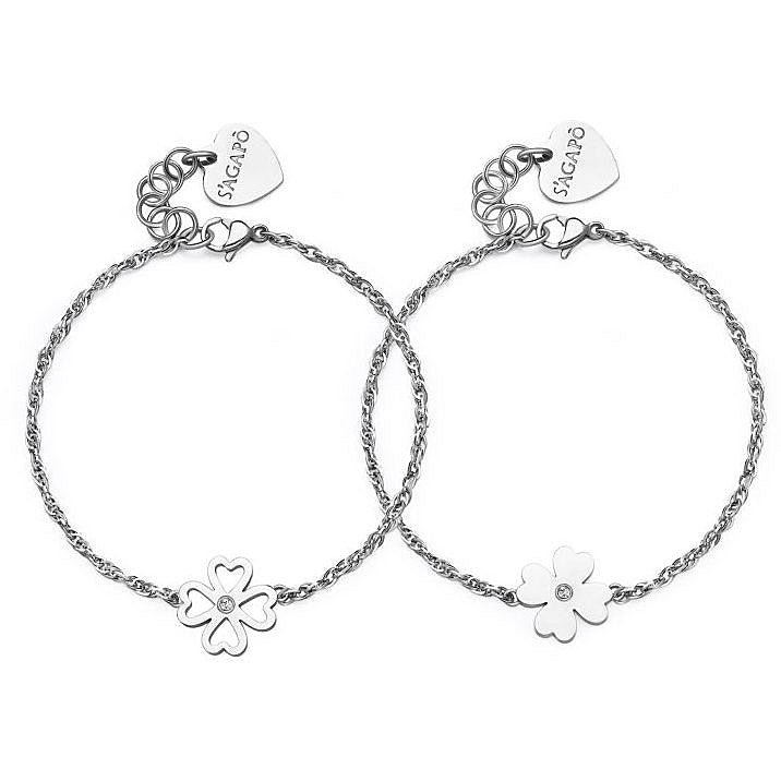 Bracciale doppio donna gioielli Sagapò Me You sey25 quadrifoglio