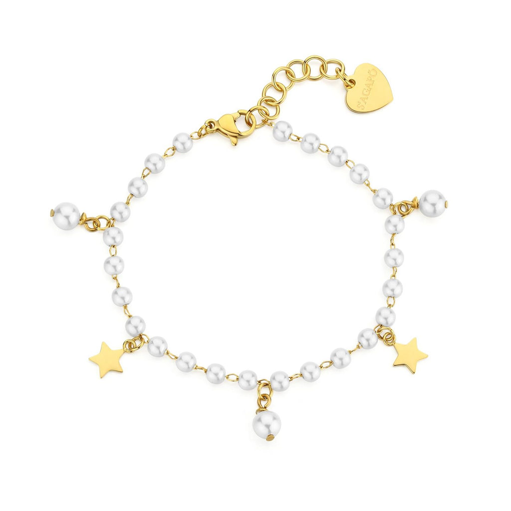 Bracciale dorato donna Sagapò con perle sintetiche swi12