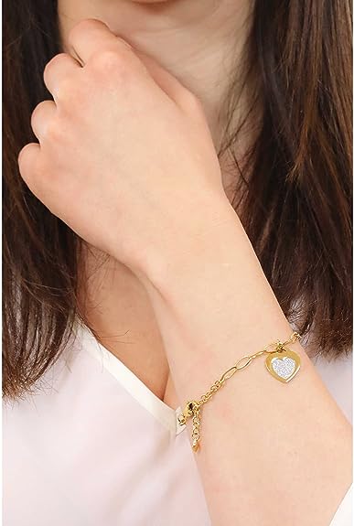 Vergoldetes Damenarmband mit Herzanhänger der Marke ops objects opsbr-765
