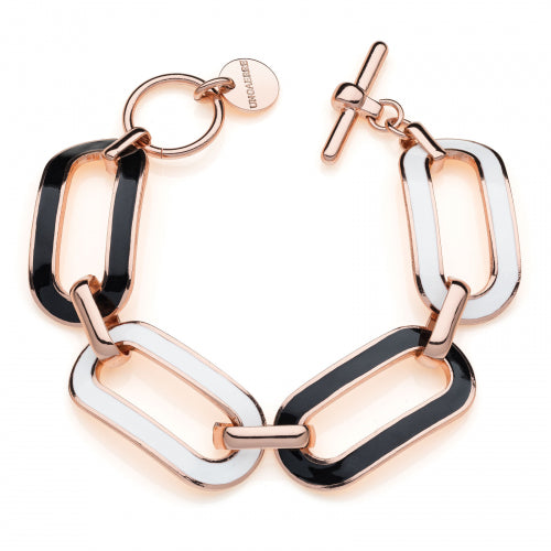Bracciale dorato rosa con smalto bianco e nero Unoaerre donna 2088