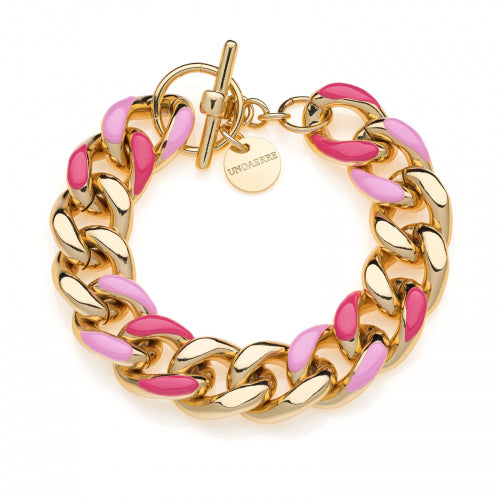 Bracciale groumette con smalto fucsia e rosa Unoaerre donna 2101