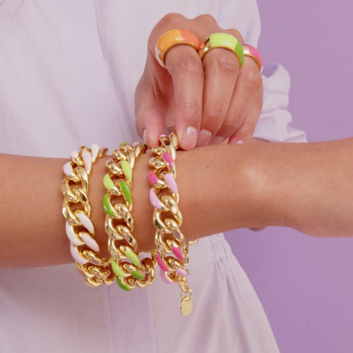 Bracciale groumette con smalto fucsia e rosa Unoaerre donna 2101