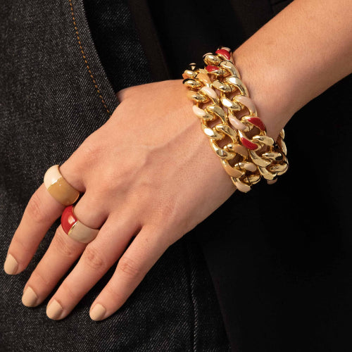 Bracciale groumette smalto beige e bordeaux Unoaerre donna 2183