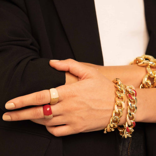 Bracciale groumette smalto beige e nocciola Unoaerre donna 2184