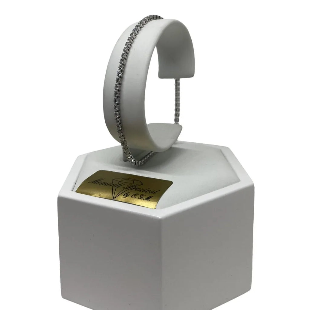 Bracciale iGold Tennis Oro Bianco 9KT con Zirconi bianchi