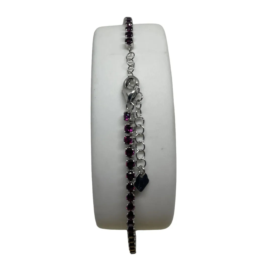 Bracciale iGold Tennis in Oro Bianco 375 9 KT con Zirconi Magenta