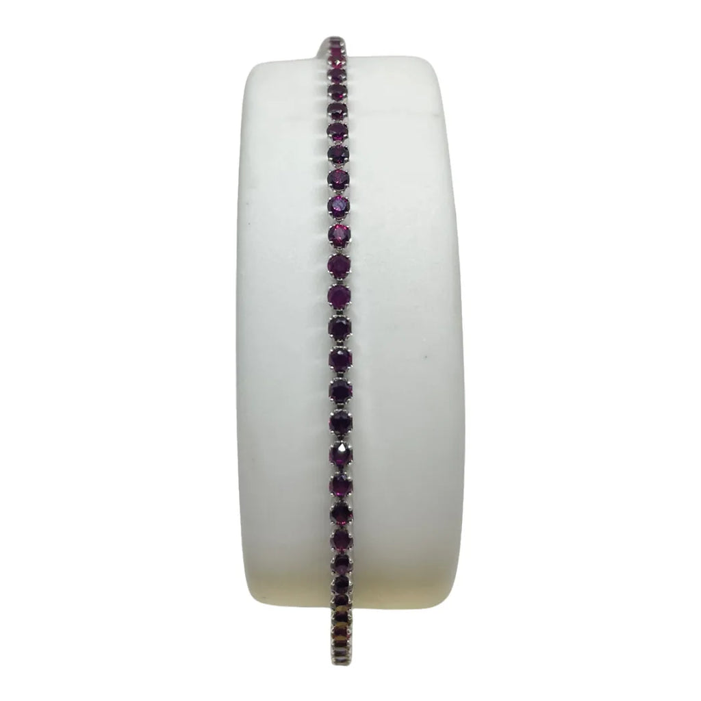 Bracciale iGold Tennis in Oro Bianco 375 9 KT con Zirconi Magenta