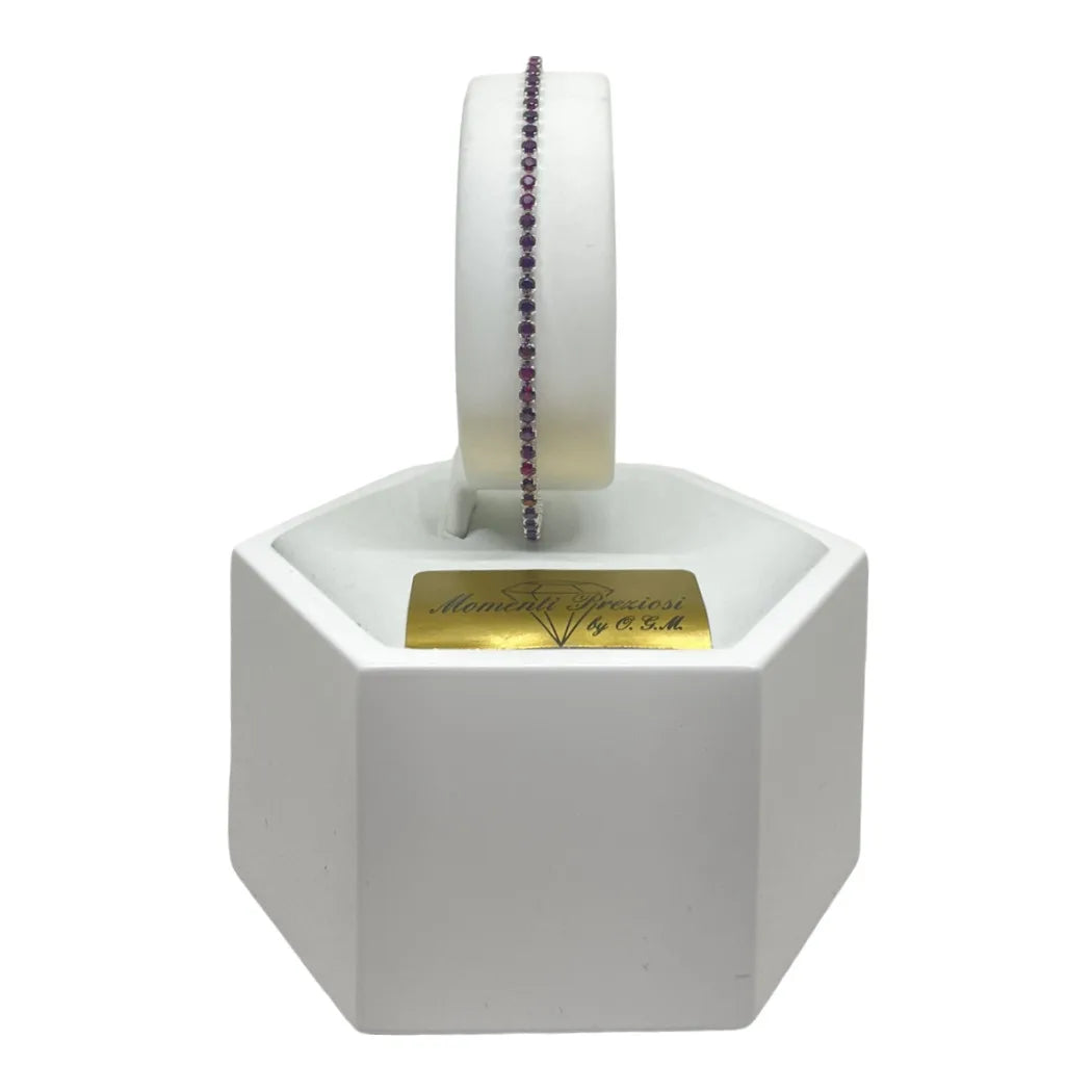Bracciale iGold Tennis in Oro Bianco 375 9 KT con Zirconi Magenta