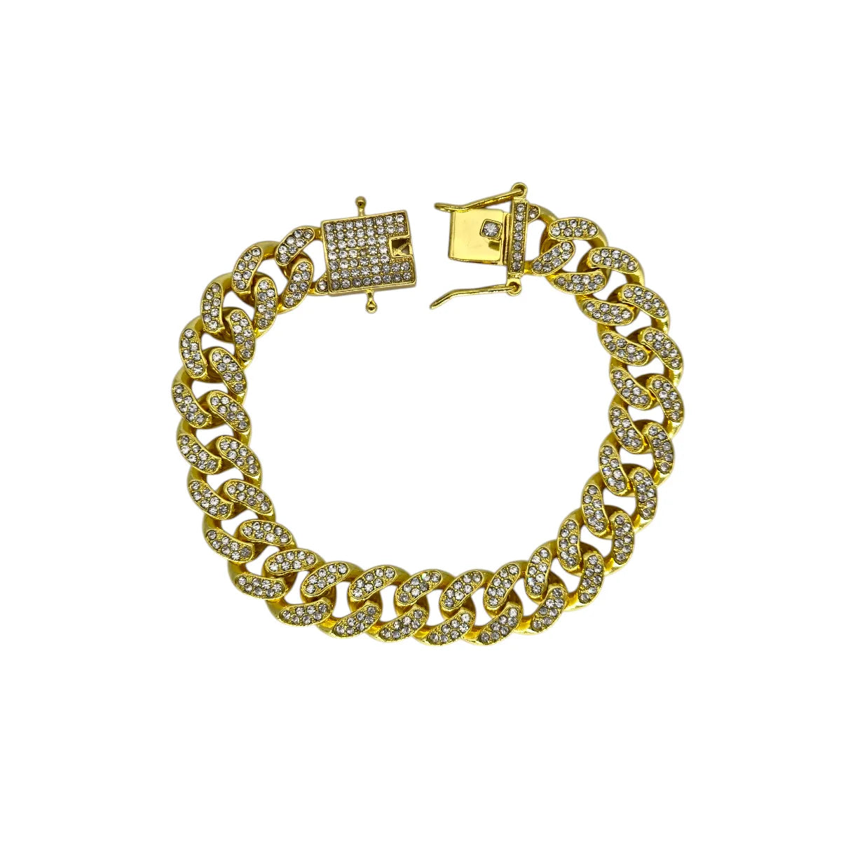 Bracciale in Acciaio Dorato Maglia Cubana - Stile Rapper e Trapper