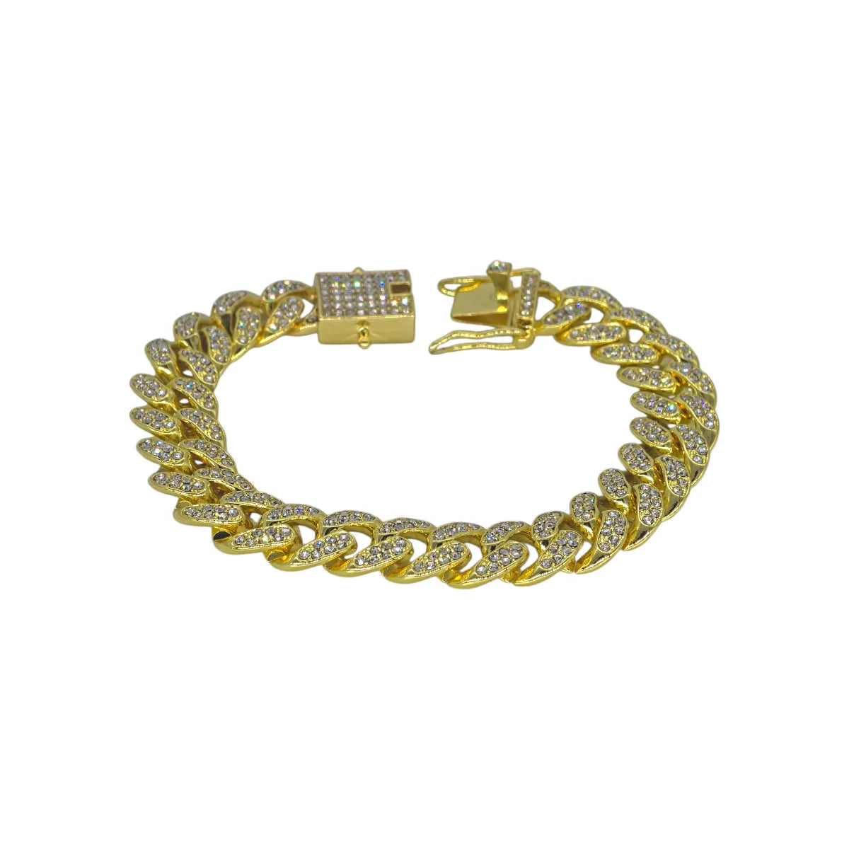 Bracciale in Acciaio Dorato Maglia Cubana - Stile Rapper e Trapper