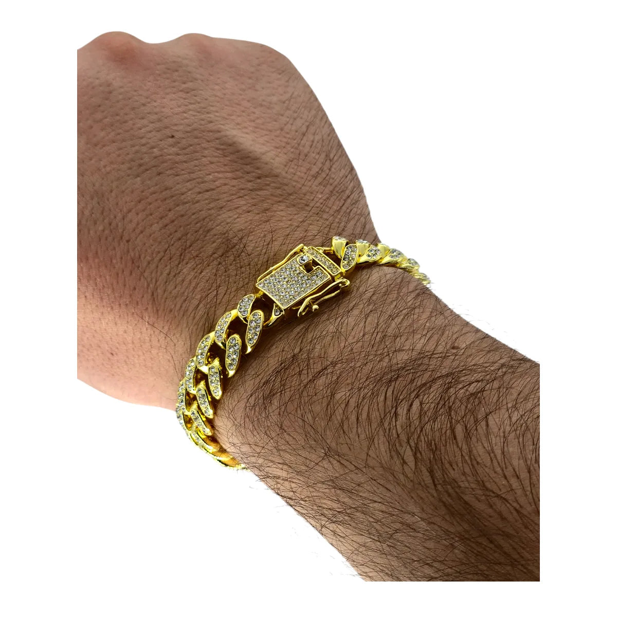 Bracciale in Acciaio Dorato Maglia Cubana - Stile Rapper e Trapper
