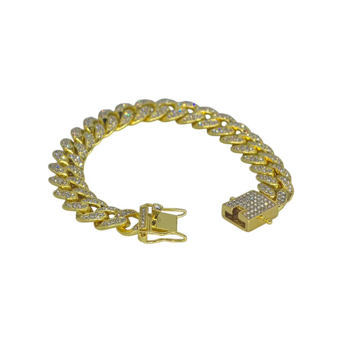 Bracciale in Acciaio Dorato Maglia Cubana - Stile Rapper e Trapper