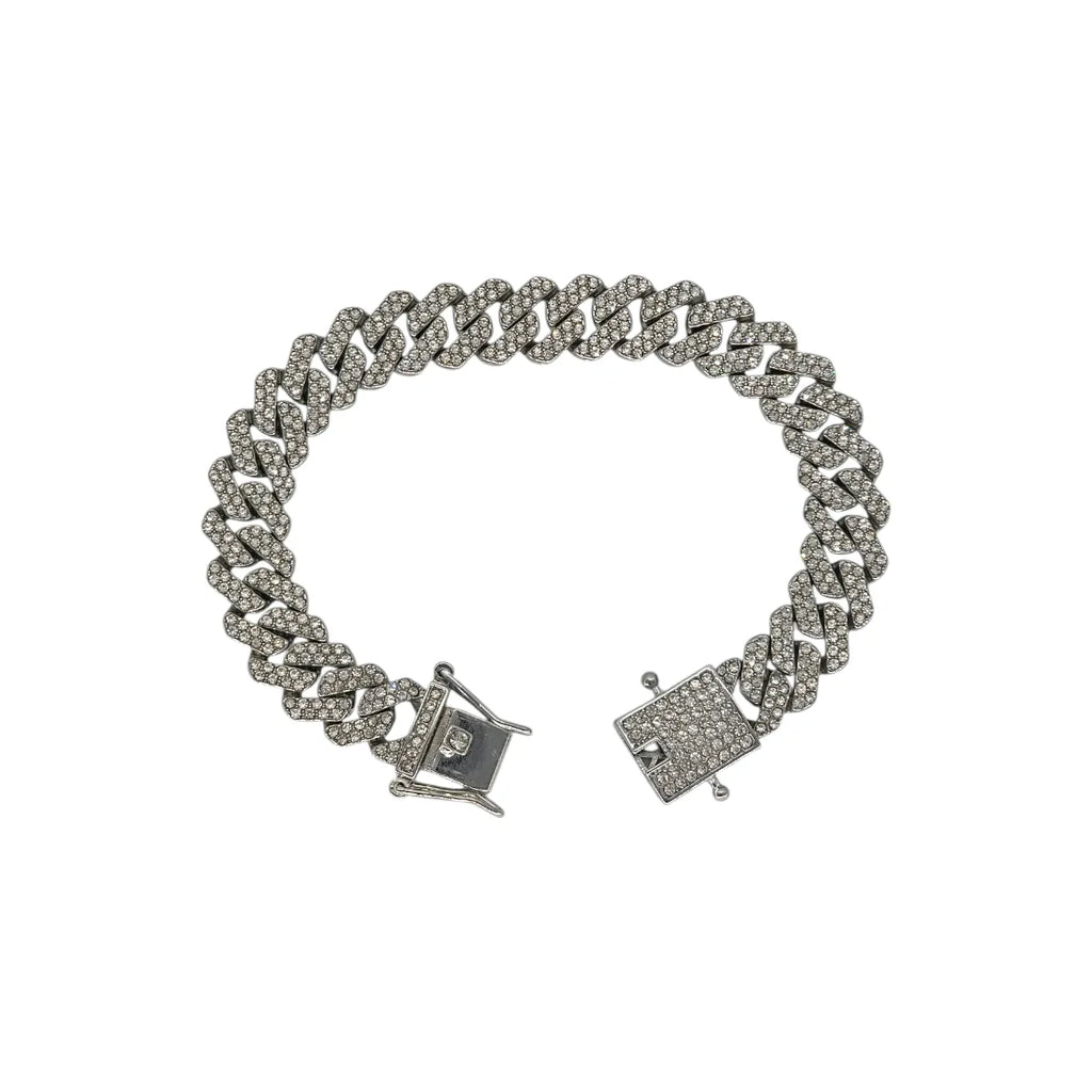 Bracciale in Acciaio Silver Maglia Cubana - Stile Rapper e Trapper