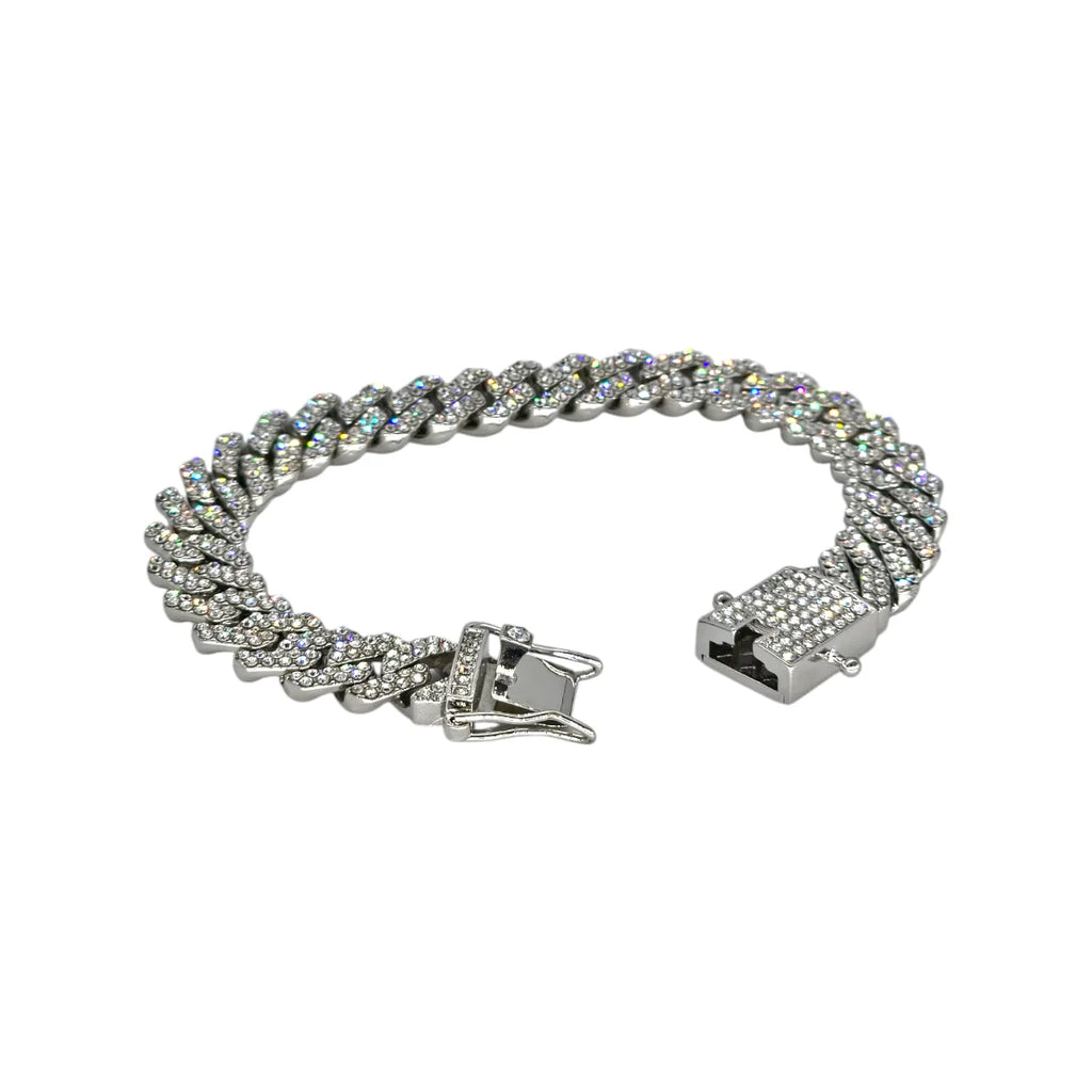 Bracciale in Acciaio Silver Maglia Cubana - Stile Rapper e Trapper