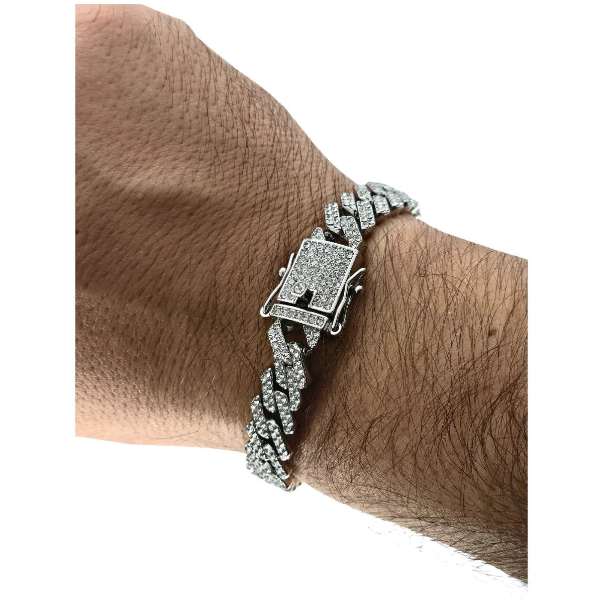 Bracciale in Acciaio Silver Maglia Cubana - Stile Rapper e Trapper