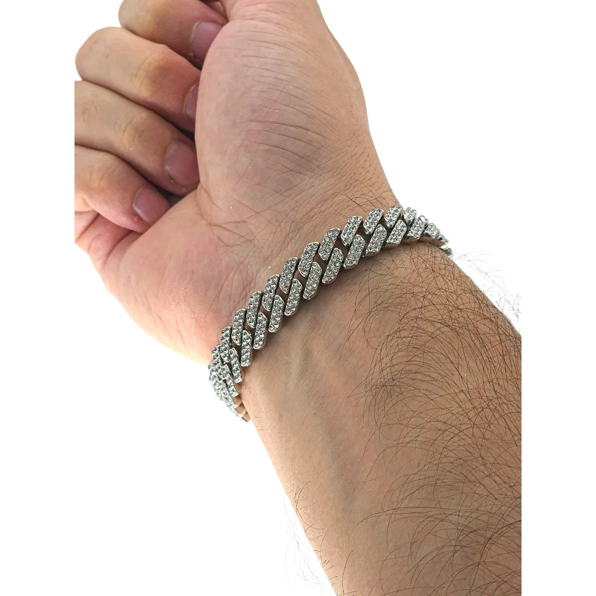 Bracciale in Acciaio Silver Maglia Cubana - Stile Rapper e Trapper