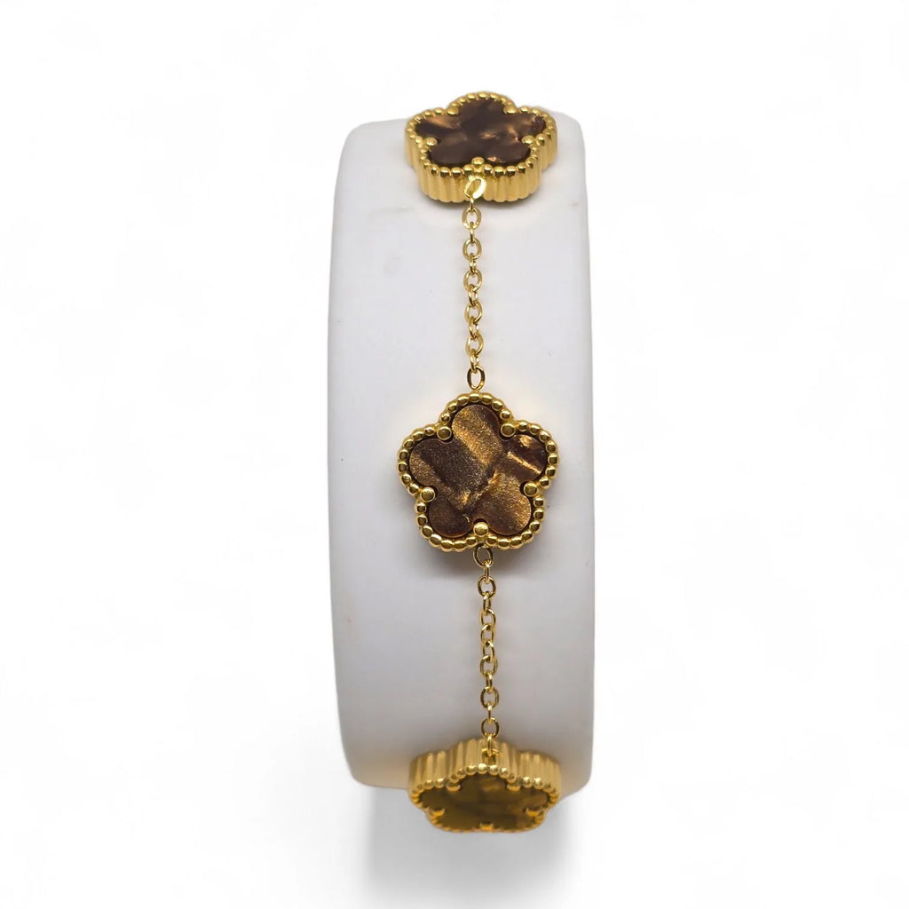 Bracciale in Acciaio a Forma di Fiori Bronzo - Eleganza e Stile in Ogni Dettaglio