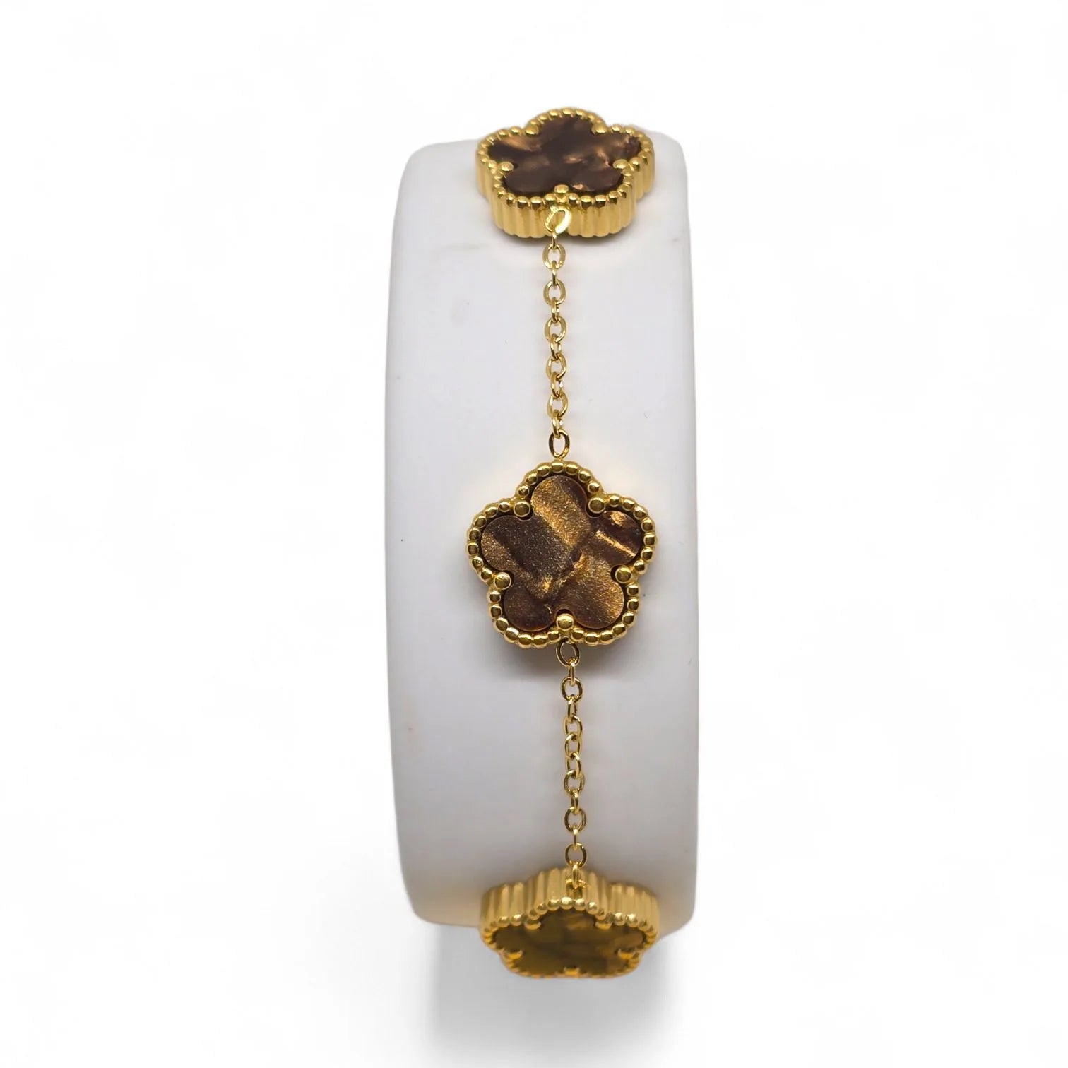 Bracciale in Acciaio a Forma di Fiori Bronzo - Eleganza e Stile in Ogni Dettaglio