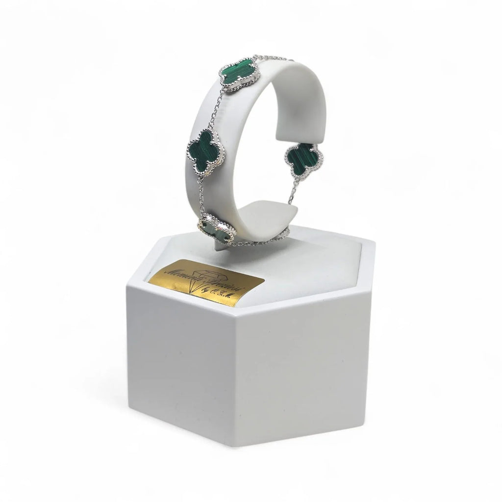 Bracciale in Argento con Fiori verdi | Eleganza e Delicatezza