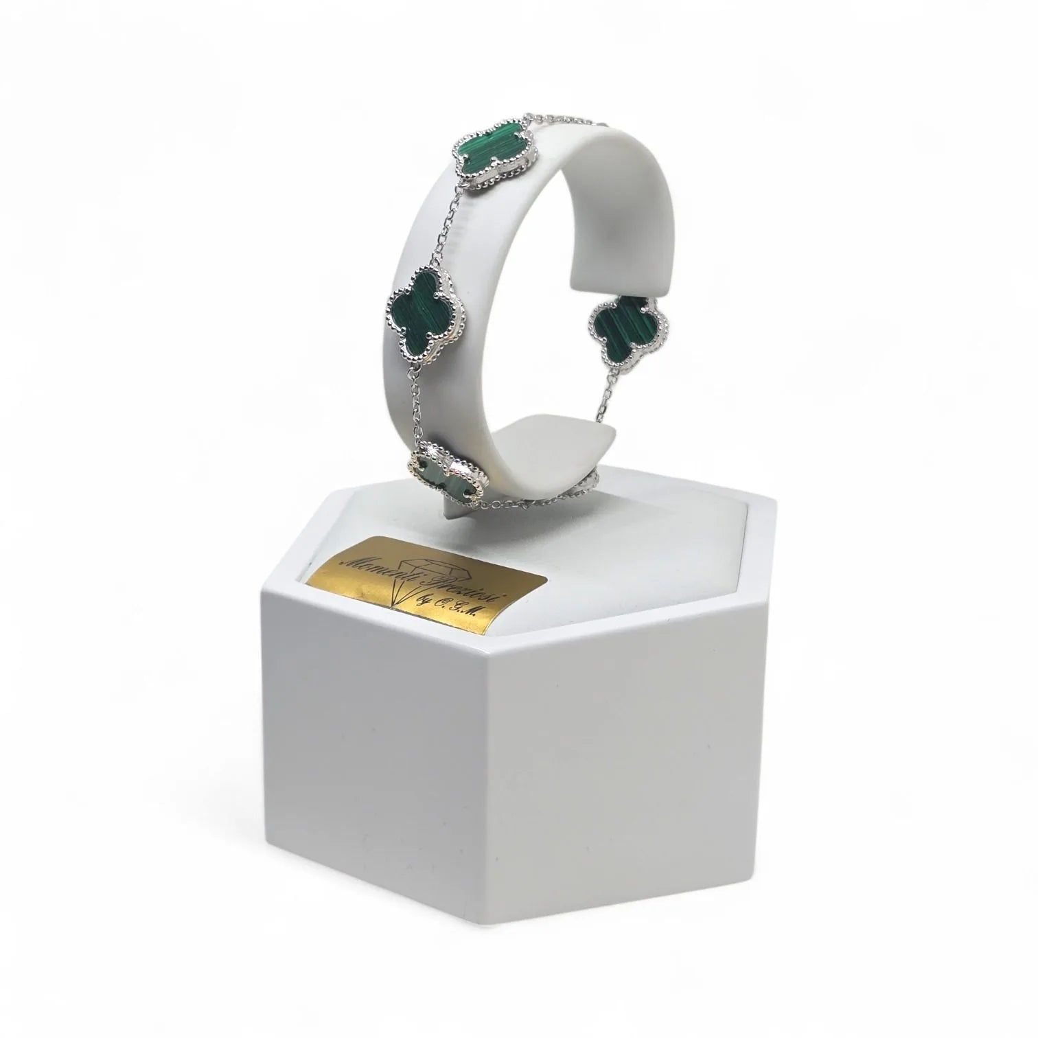 Bracciale in Argento con Fiori verdi | Eleganza e Delicatezza