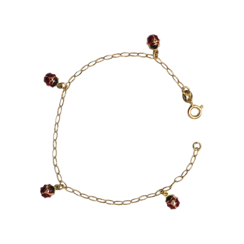 Bracciale in Oro 18 Carati 750 con Coccinelle Smaltate
