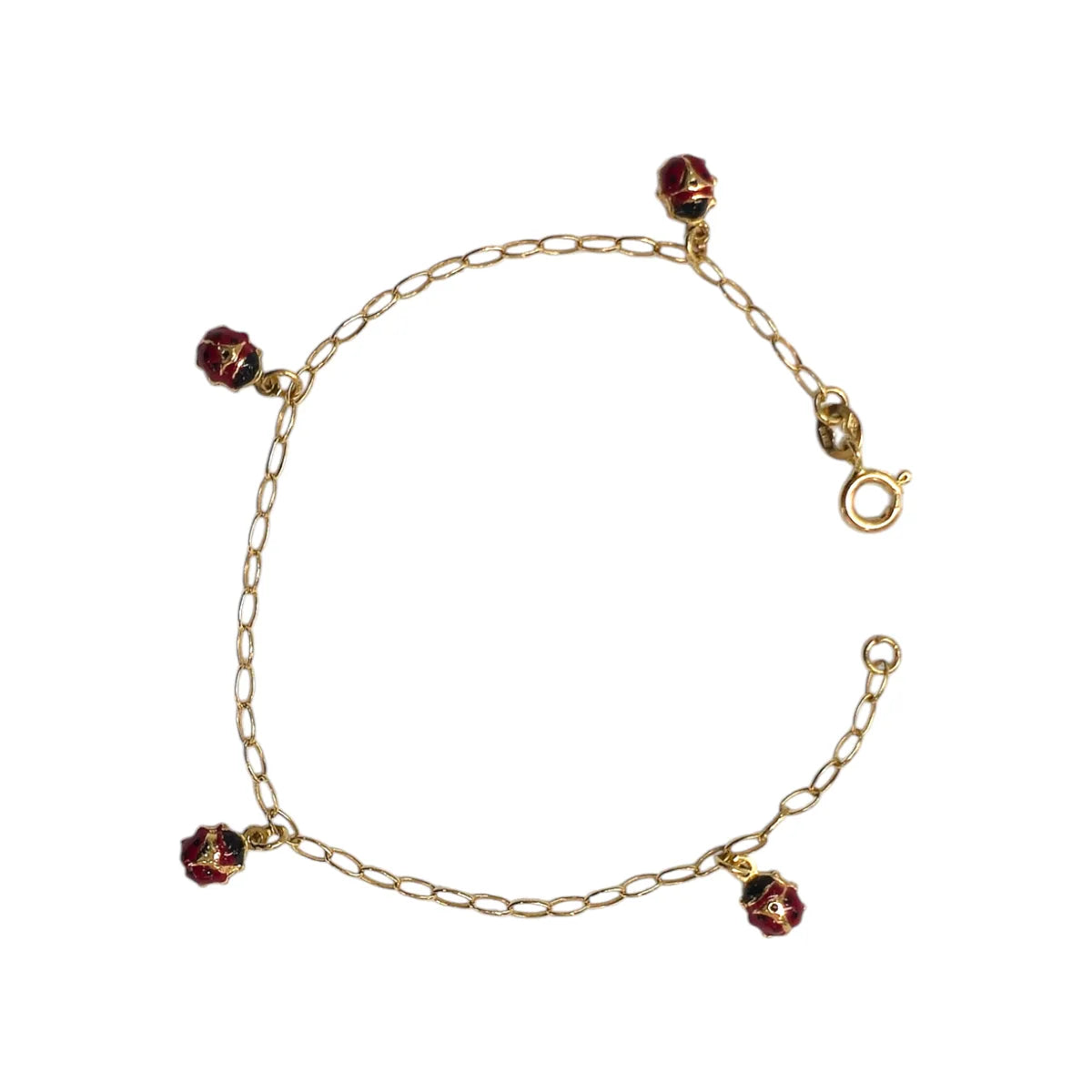 Bracciale in Oro 18 Carati 750 con Coccinelle Smaltate