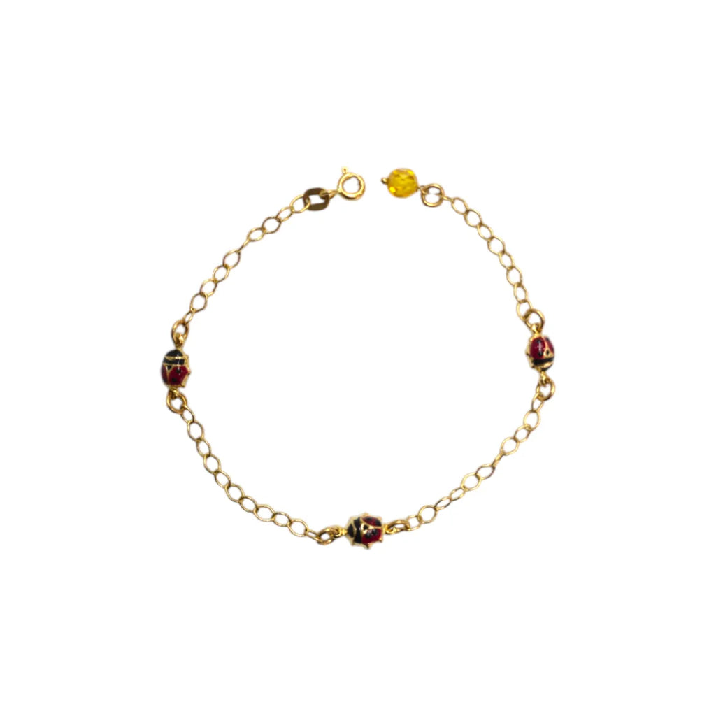 Bracciale in Oro 18 Carati 750 con Coccinelle Smaltate in serie