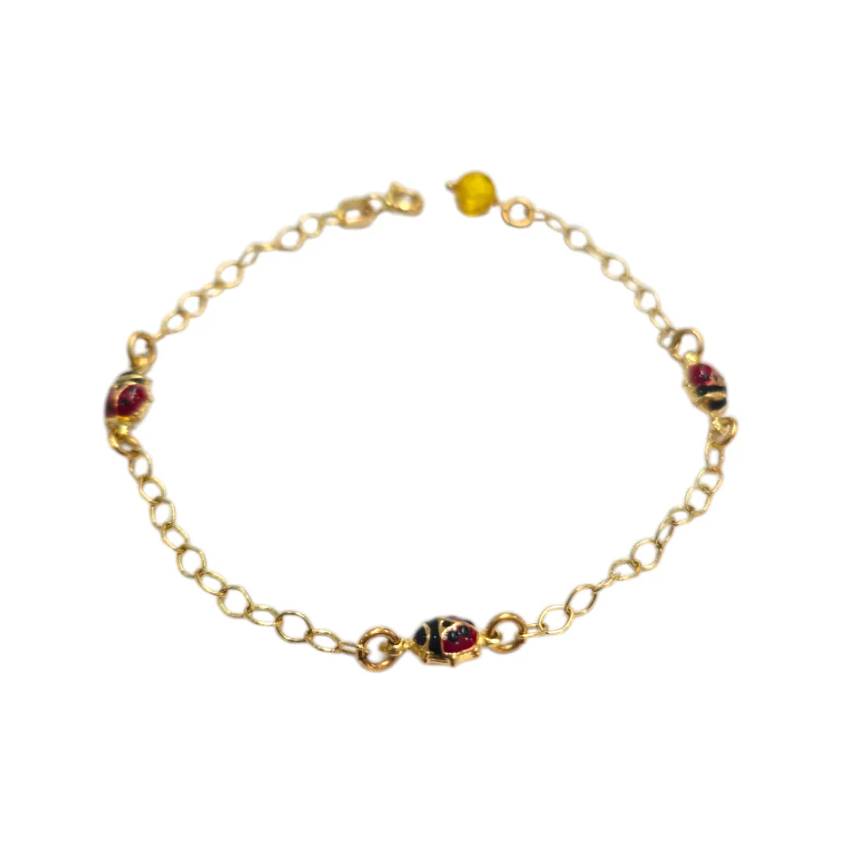 Bracciale in Oro 18 Carati 750 con Coccinelle Smaltate in serie