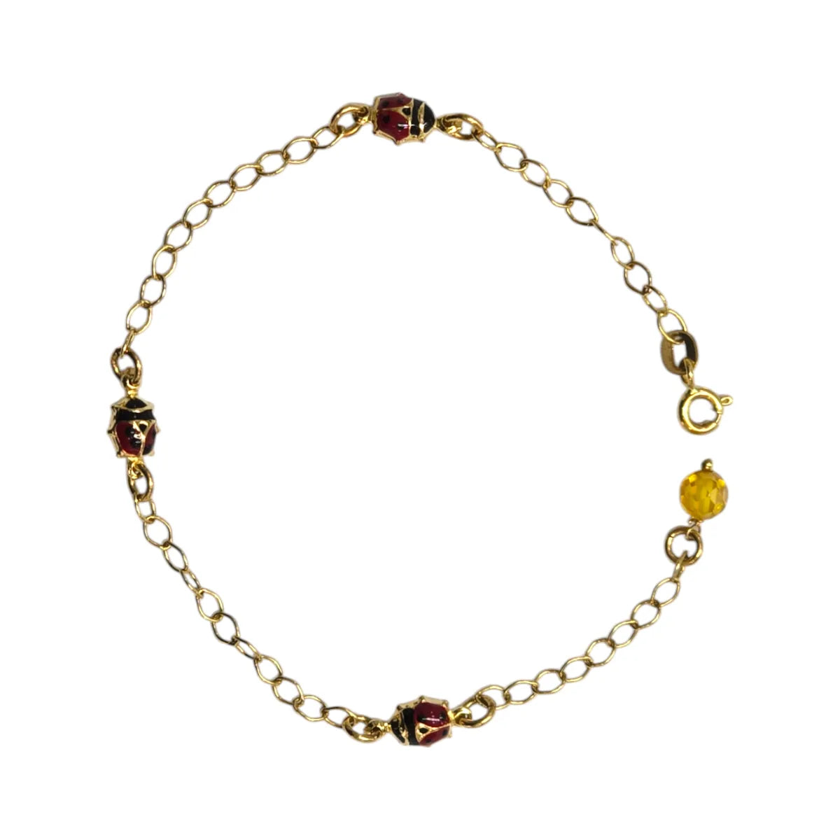 Bracciale in Oro 18 Carati 750 con Coccinelle Smaltate in serie