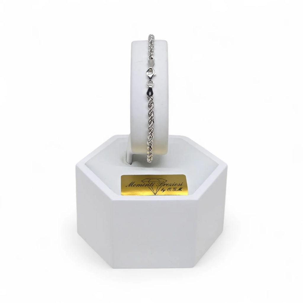 Bracciale in Oro 18kt Maglia Funetta (Oro Bianco) – Resistente e Moderno
