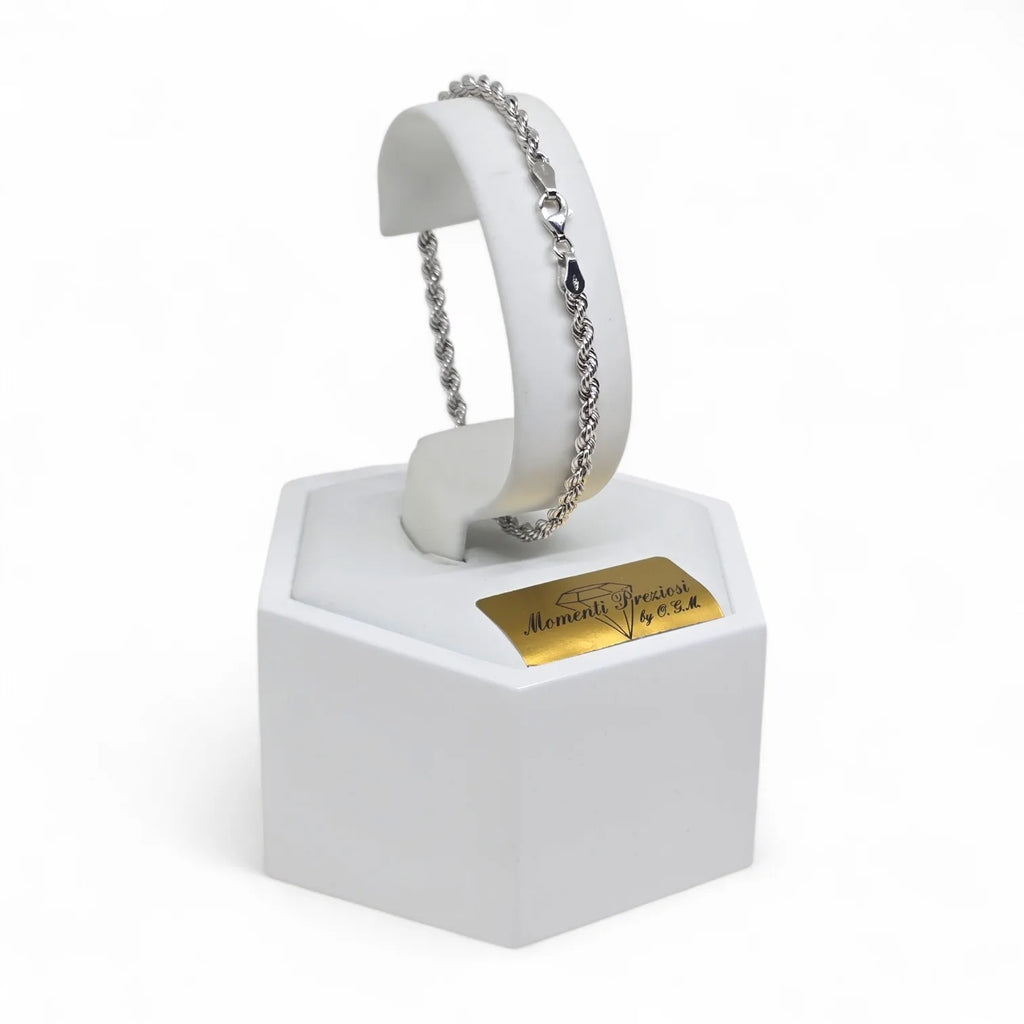 Bracciale in Oro 18kt Maglia Funetta (Oro Bianco) – Resistente e Moderno