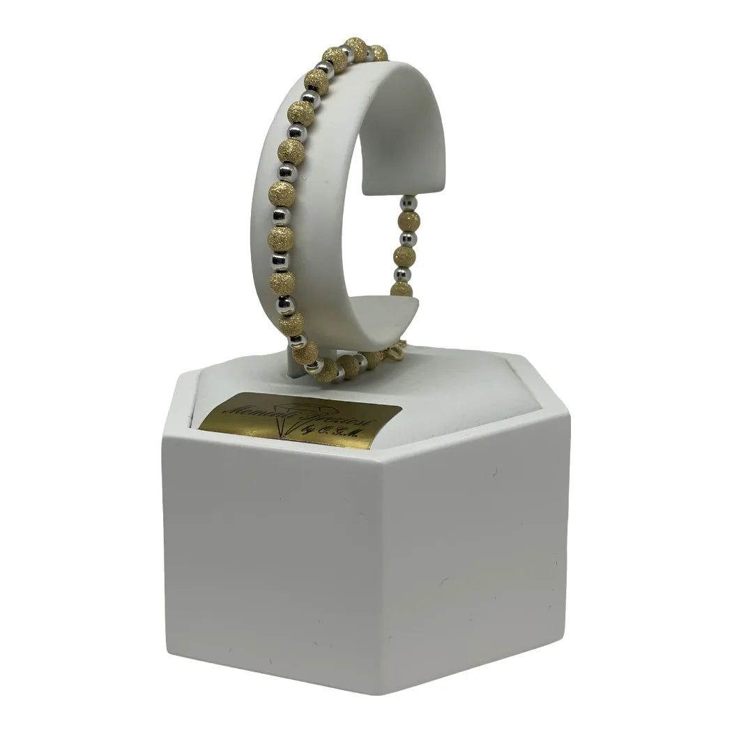 Bracciale in Oro 18kt con Sfere Lucide e Lavorate – Eleganza Regolabile