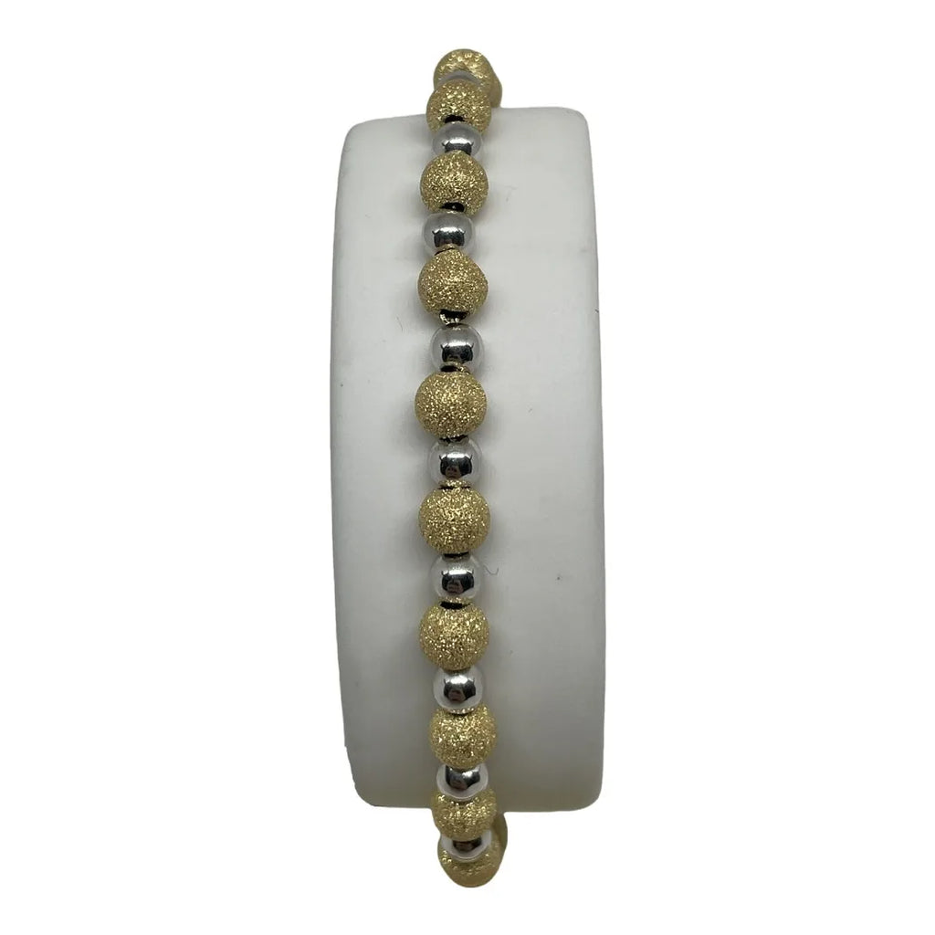 Armband aus 18 Karat Gold mit glänzenden und strukturierten Kugeln – verstellbare Eleganz