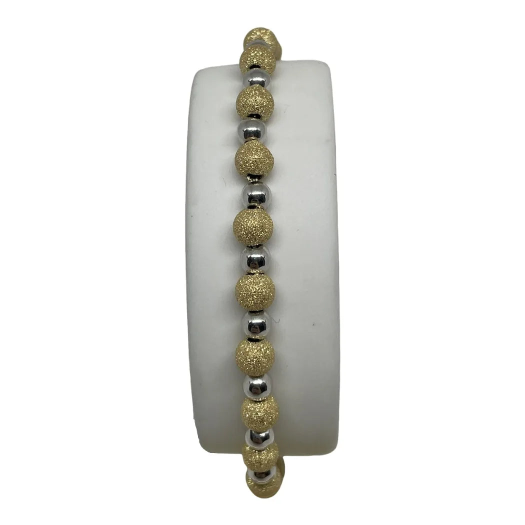Bracciale in Oro 18kt con Sfere Lucide e Lavorate – Eleganza Regolabile