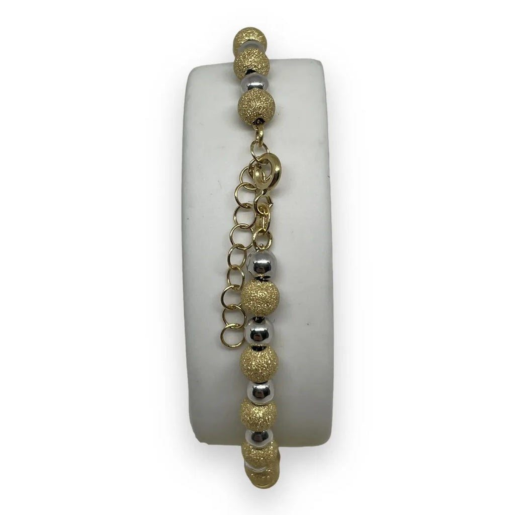 Armband aus 18 Karat Gold mit glänzenden und strukturierten Kugeln – verstellbare Eleganz