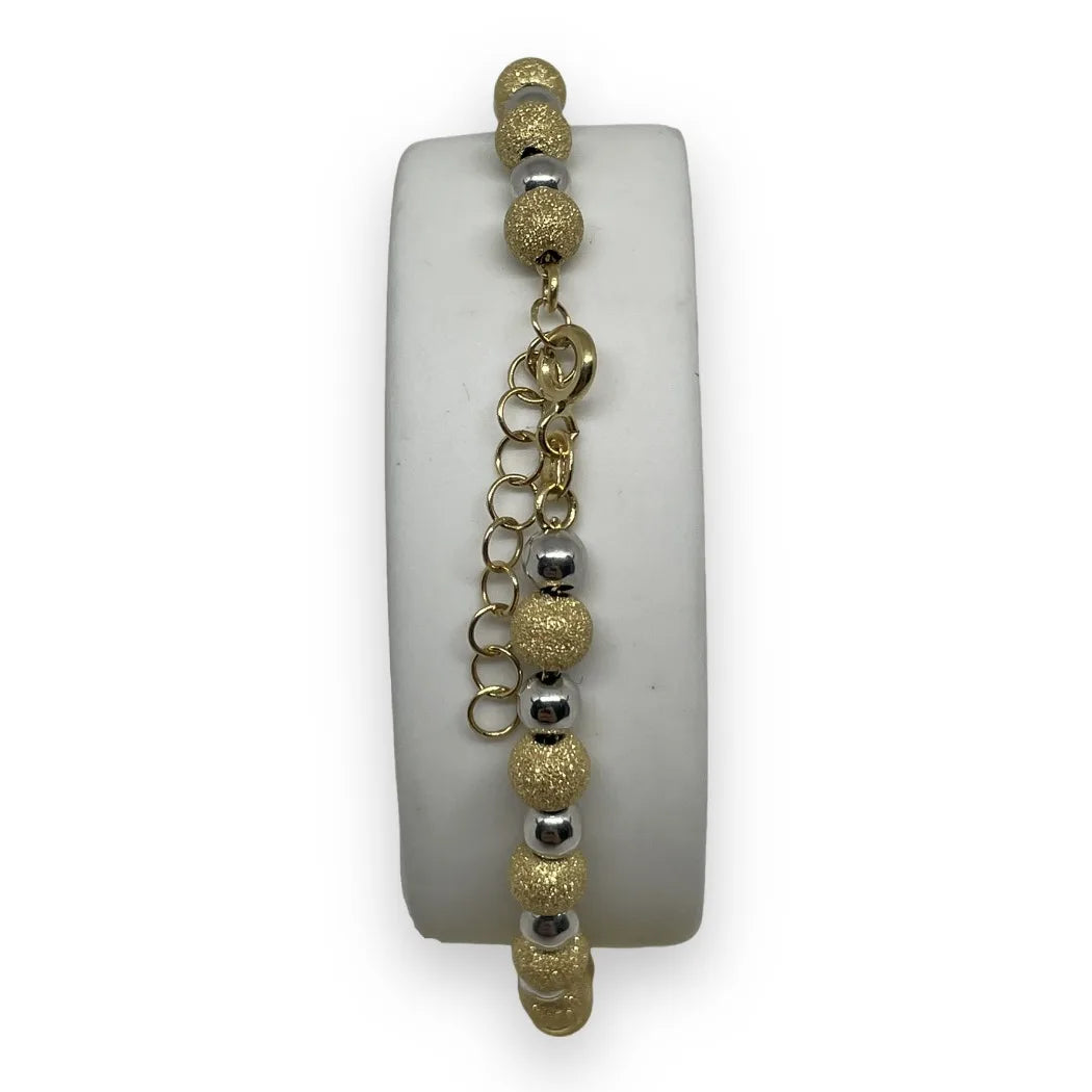 Bracciale in Oro 18kt con Sfere Lucide e Lavorate – Eleganza Regolabile