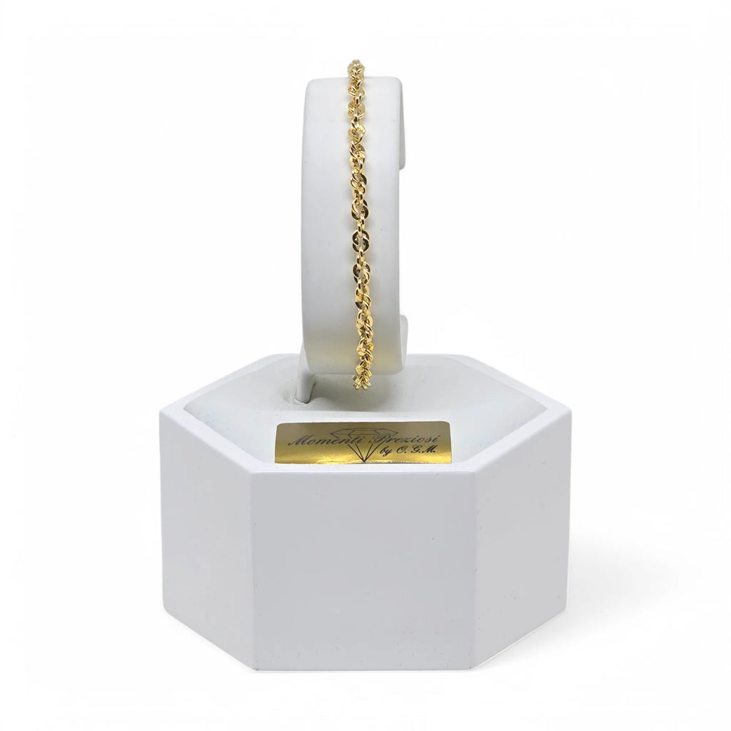 Bracciale in Oro 9kt 375 Maglia Intrecciata Elegante e Brillante