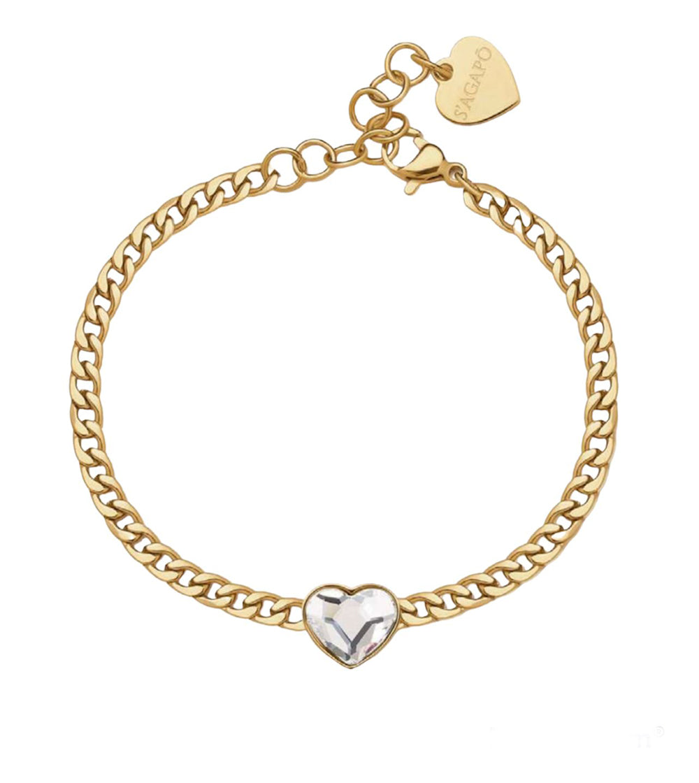 SYL18 S'agapõ Damenarmband aus Edelstahl mit Herzkristall