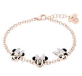 Armband aus roséfarbenem Edelstahl mit 3 Minnie-Anhängern und Strasssteinen 1672044