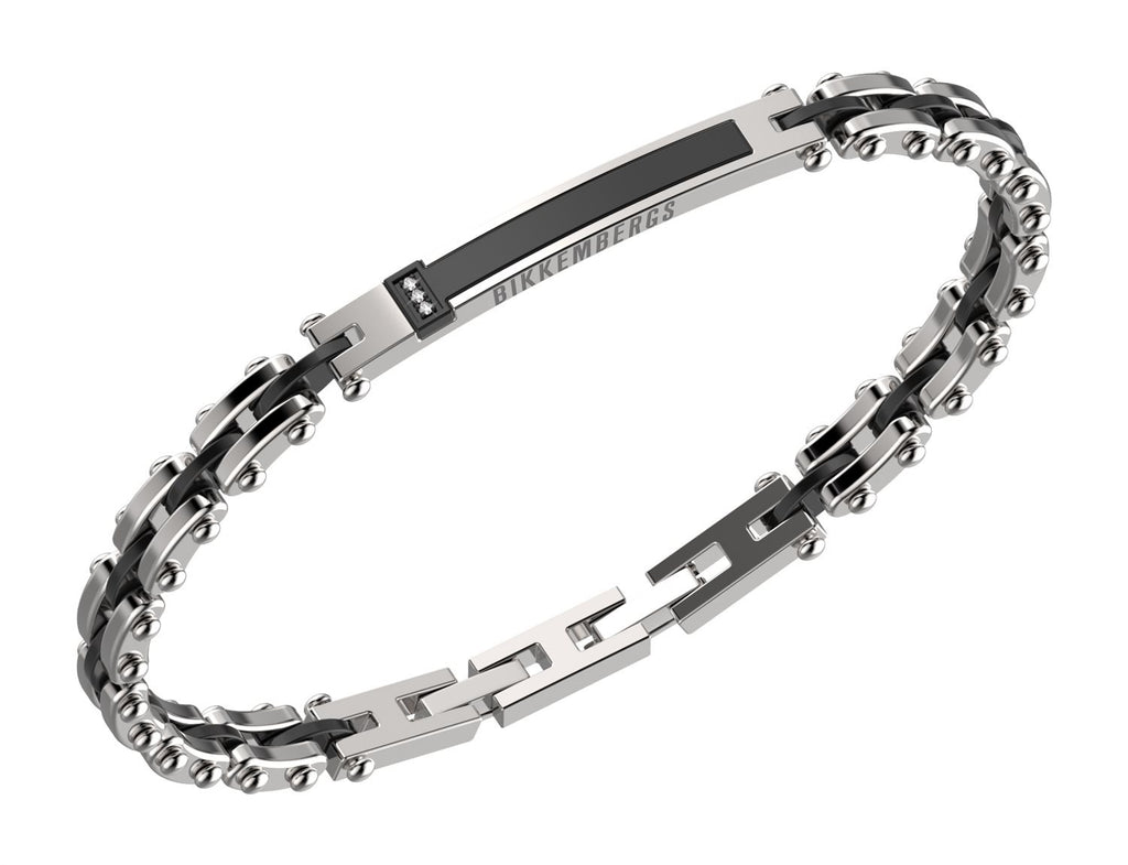 Bracciale in acciaio uomo con diamanti Bikkembergs PERB04WB
