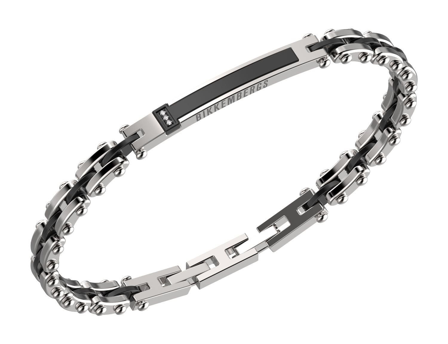 Bracciale in acciaio uomo con diamanti Bikkembergs PERB04WB